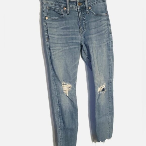 Madewell Jeans 25 High Rise Skinny Distressed Light Medium Wash Denim Ripped Y2K - Picture 8 of 11